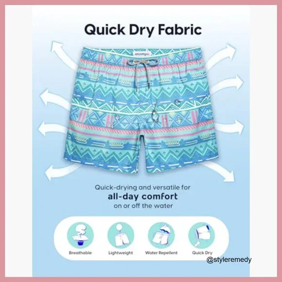 Quick Dry Swim Trunks with Mesh Lining and Pockets